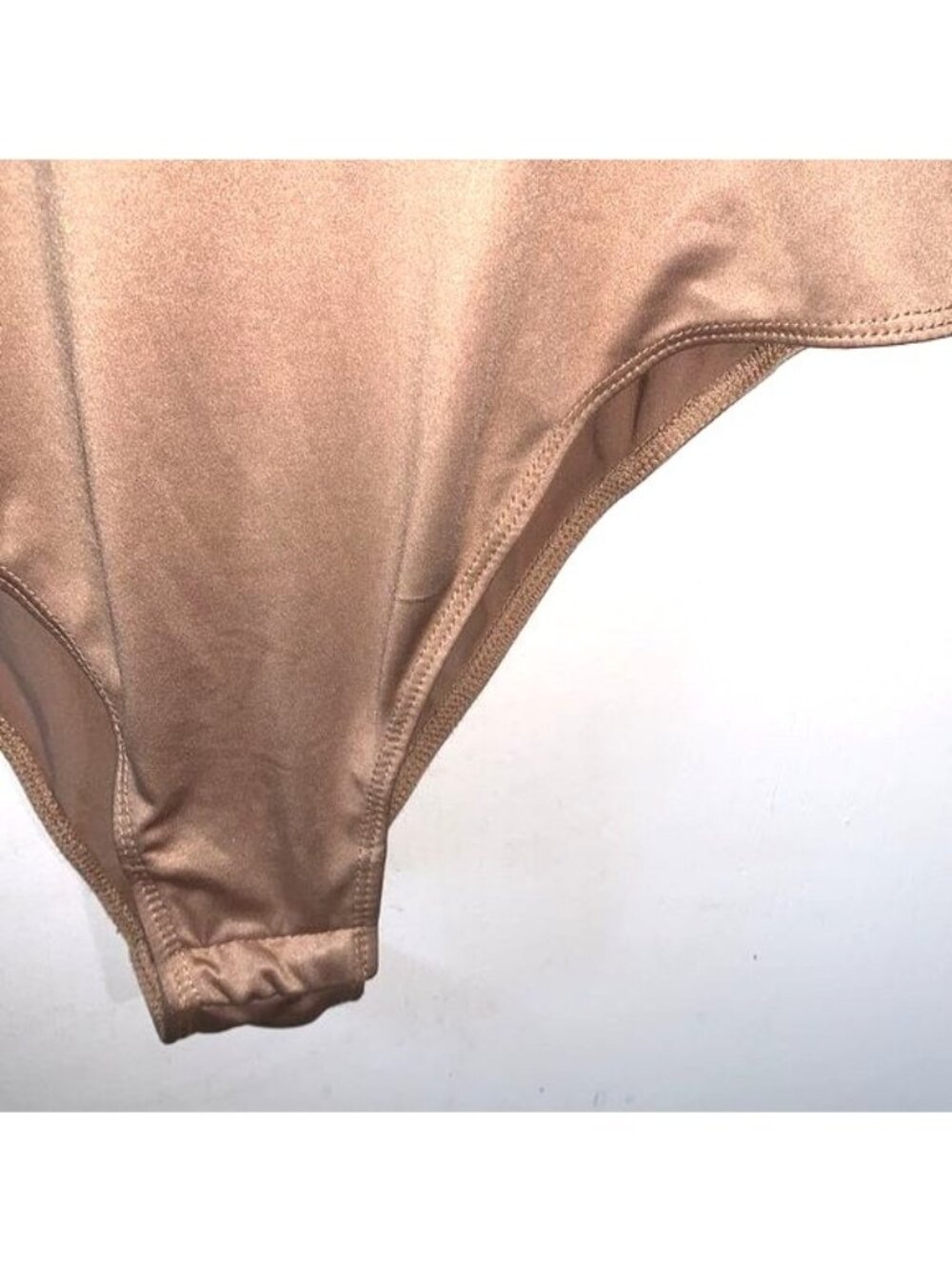 And Now This Womens Tan Sleeveless Bodysuit L Polyester/Spandex Blend Snap Closu - Picture 6 of 11
